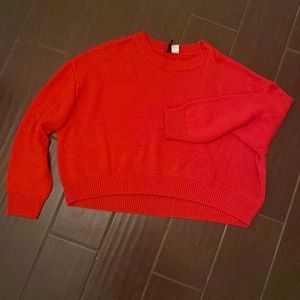 H & M Divided, large, orange/red cropped sweater. Like new.